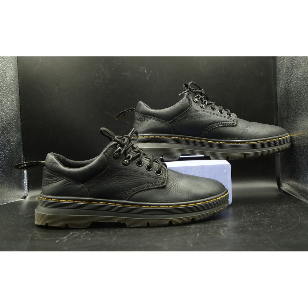 Dr Martens Reeder Black Leather Utility Shoes US Men's 7 Women's 8 Low Top